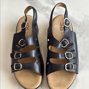 SAS Black Leather Comfort Sandals